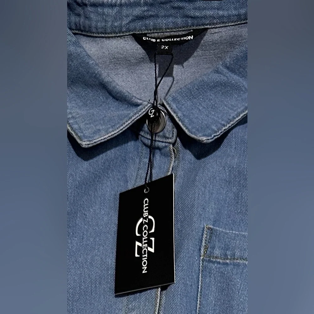 Club Z Collection Denim Button Down Shirt Plus Size 2X